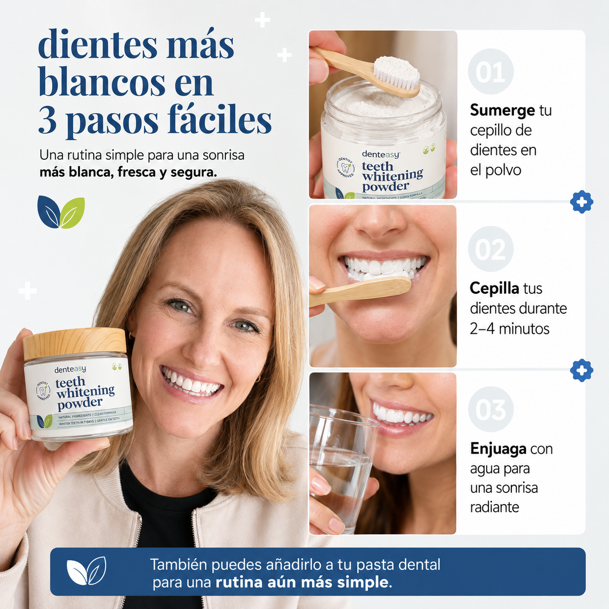 Denteasy® Smile Reset™ Polvo Blanqueador Dental de Acción Avanzada